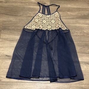 Victoria Secret Blue Lace Sheer Babydoll Teddy
